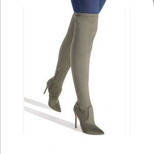 Olive green heeled boots